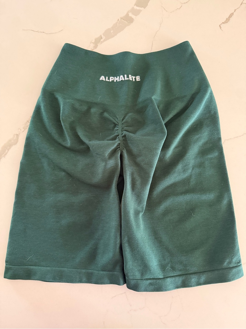 Alphalete Dark Green High-Waist Scrunch Bike Shorts